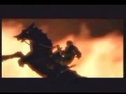 Comme d'habitude, Ganondorf sur son cheval avec des flammes derrière